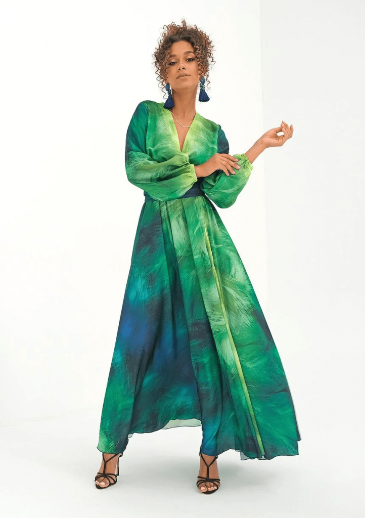 Salome - Kopertowa sukienka maxi Ombre Green