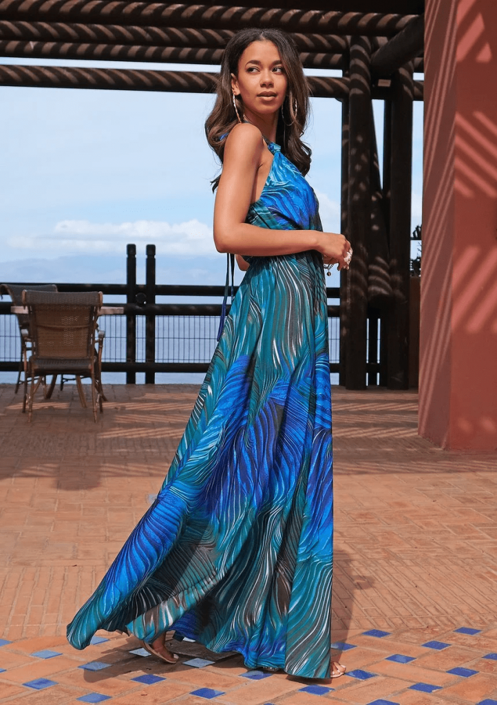 Federica - Sukienka maxi Blue Waves