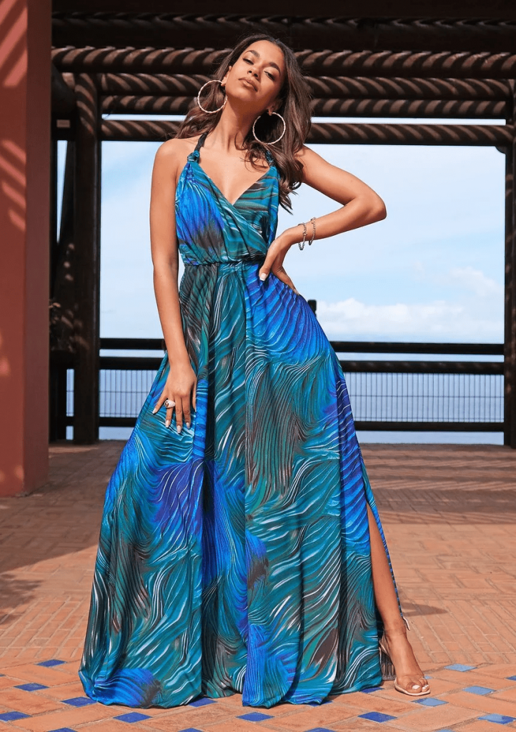 Federica - Sukienka maxi Blue Waves